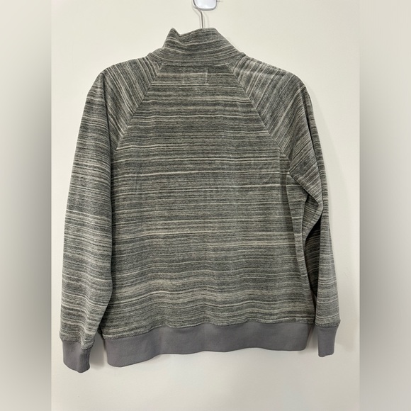 Madewell MWL 3/4 zip mock neck space-dyed velour striped pullover cozy medium - Picture 3 of 13